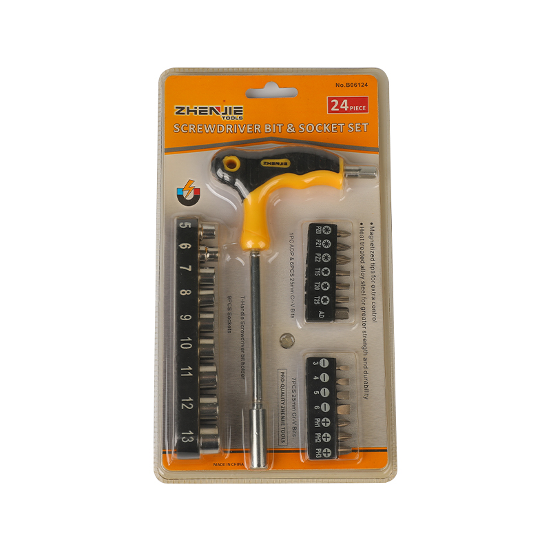 24-delige T-handvat sleufkop Phillips Torx Pozidriv CRV bitset