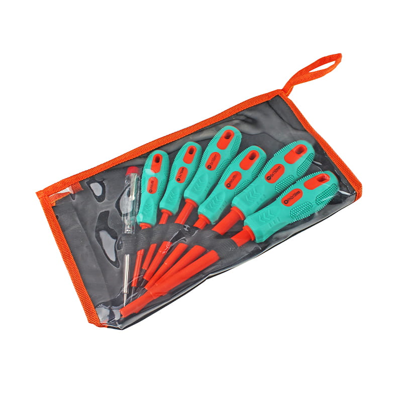 7-delige #0x75-#1x100-#2x150mm gleuf- en kruiskop geïsoleerde schroevendraaierset